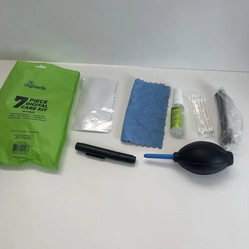 Diginerds 7 Piece Digital Care Kit Camera Cleaning Kit Solution Cloth Brush Swab